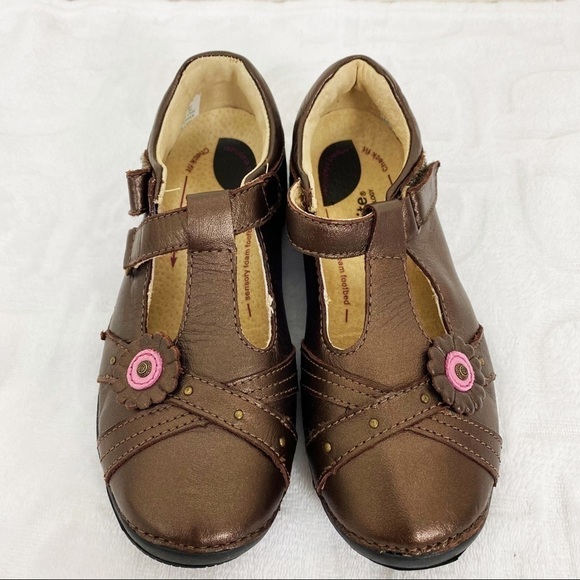 NEW STRIDE RITE Leather Carol Metallic Brown Floral Shoes Size 11.5W School Play - Picture 4 of 10